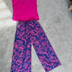 Pink and Blue lightweight top and pant Set